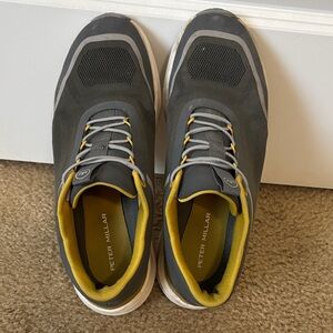 Peter Millar Gray Athletic Sneakers with Yellow Lining